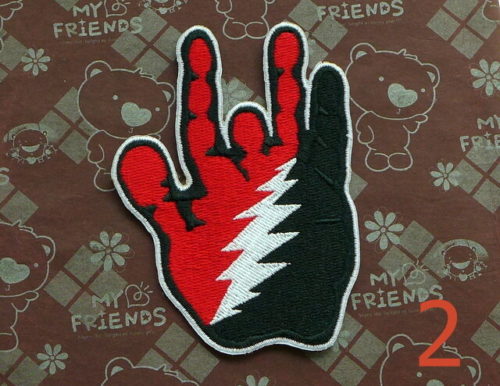 Grateful Dead Patch Jerry Garcia Hand Lighting Bolt Gun 3 12 Inch Tall