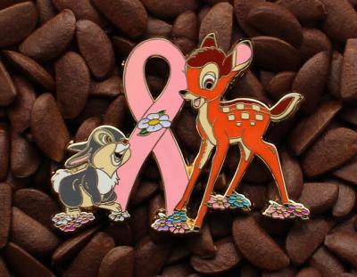 Pink Ribbon Pins Bambi Thumper Flower Pin