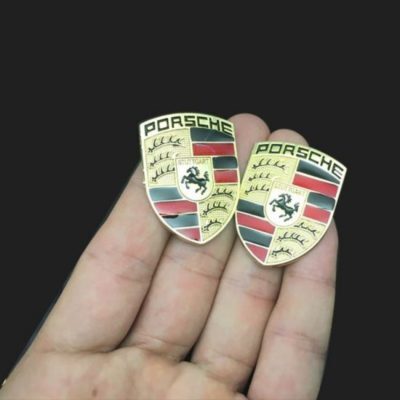 Porsche Crest Metal Enamel Car Emblem 1.5 Inch Tall Sticker